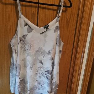 torrid Gray and Cream Floral V-Neck Sophie Tank